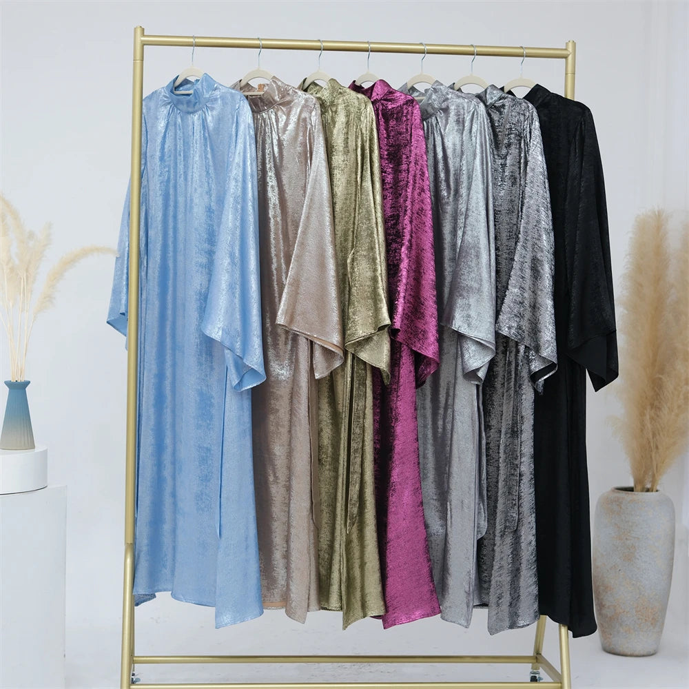 Fashion Satin Abaya Dubai Luxury 2024 Muslim Kaftan Dress Abayas For Women Kebaya Caftan Marocain Robe Femme Musulmane Vestidos.