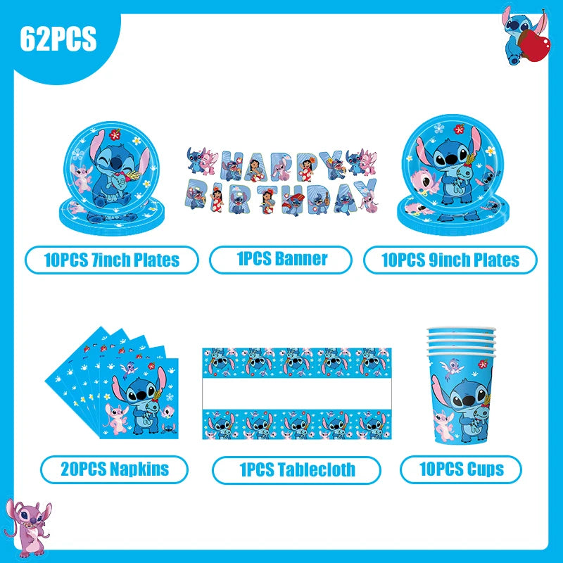 Disney Lilo und Stitch Geburtstag Party Dekoration Geschirr Tasse Teller Tischdecke Luftballons Thema Party liefert Banner Hintergrund.