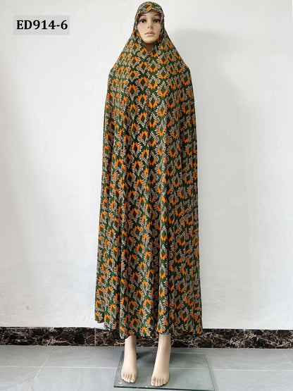 6XL  Muslim Womens Hooded Abaya African Sleeveless Prayer Garment Kaftan Dress With Hijab Floral Dubai Saudi Robe Ramadan