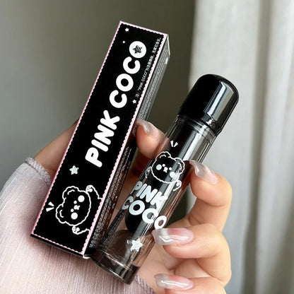 PINKCOCO Bear Doodle Mirror Lip Glaze — Long-Lasting Shiny Lip Gloss, Student-Friendly, Skin-Brightening Nude Lipstick.