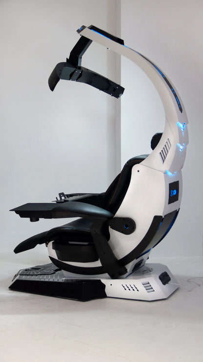 Manticore Zero Gravity Liegestuhl aus echtem Leder, Cockpit-Option, Memory-Schaum mit Massageunterstützung, mehrere Monitore