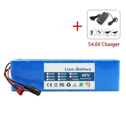 Gaiaray 2025 New 48V 100Ah 2000W 13S3P DC/T Lithium Ion Battery Pack Suitable for 48V motors with BMS+54.6V Charger.