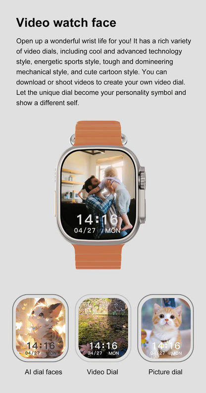 DT Ultra 3 Smartwatch Amoled Screen 4GB MP3 MP4 Player Bluetooth Network Sharing APP Store ChatGPT Smart AI Watch Men Sportwatch.