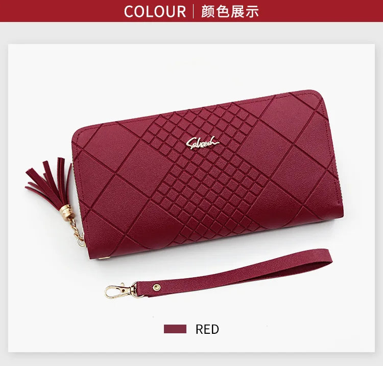 Zipper Money Coin Purse Women Card Holder Long PU Leather Clutch Wallet Large Capacity Lady Wristlet Phone HandBags Money Pocket.