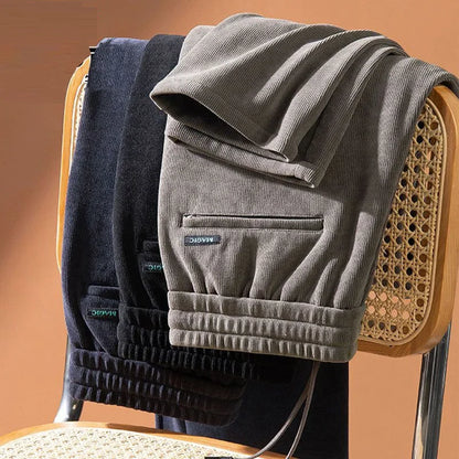 Herren-Freizeithose, verdickt, gerades Bein, warm, Herbst-Winter-Oberbekleidung, modisch, vielseitig, lockere Passform, sportlicher Stil.