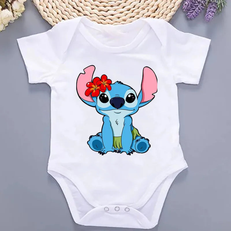 Sommer-Babykleidung mit Kawaii-Stich-Aufdruck, 100 % Baumwolle, Neugeborenen-Bodys und Einteiler für Jungen und Mädchen.