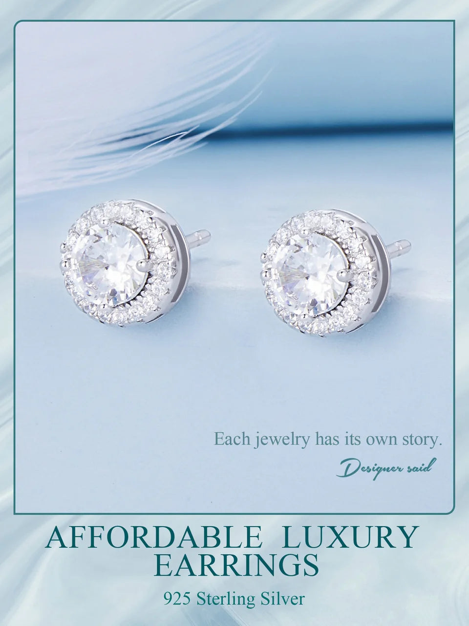 BAMOER Gold Plated Halo CZ Stud Earrings 925 Sterling Silver Hypoallergenic Classic Elegant Heart Earrings Jewellry BSE894.