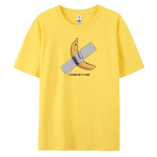 Banana Men's Casual Short-sleeved T-shirt with 100% Cotton Fashion print Tees oversize.