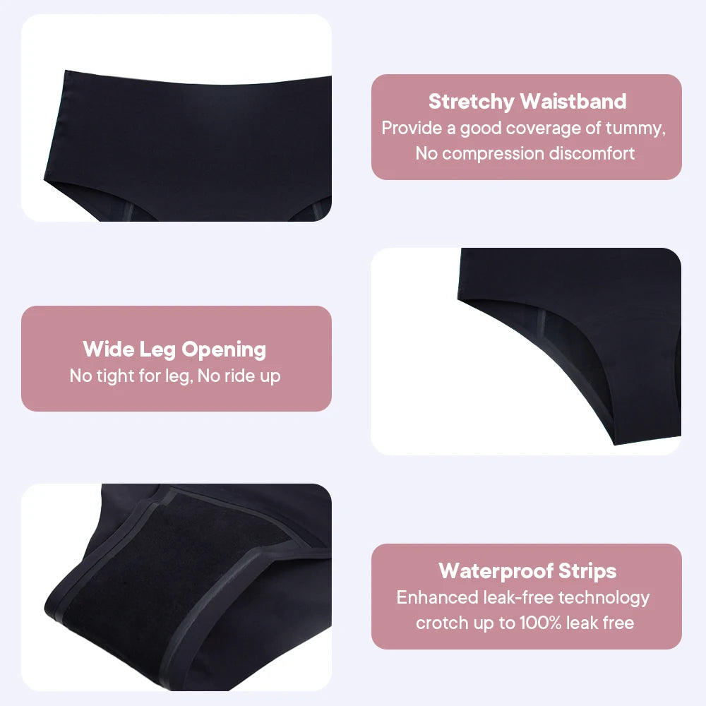 High Waist Period Panties for Women 4-Layer Leakproof Protection Heavy Absorption Menstrual Panties Breathable Reusable.