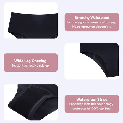 High Waist Period Panties for Women 4-Layer Leakproof Protection Heavy Absorption Menstrual Panties Breathable Reusable.