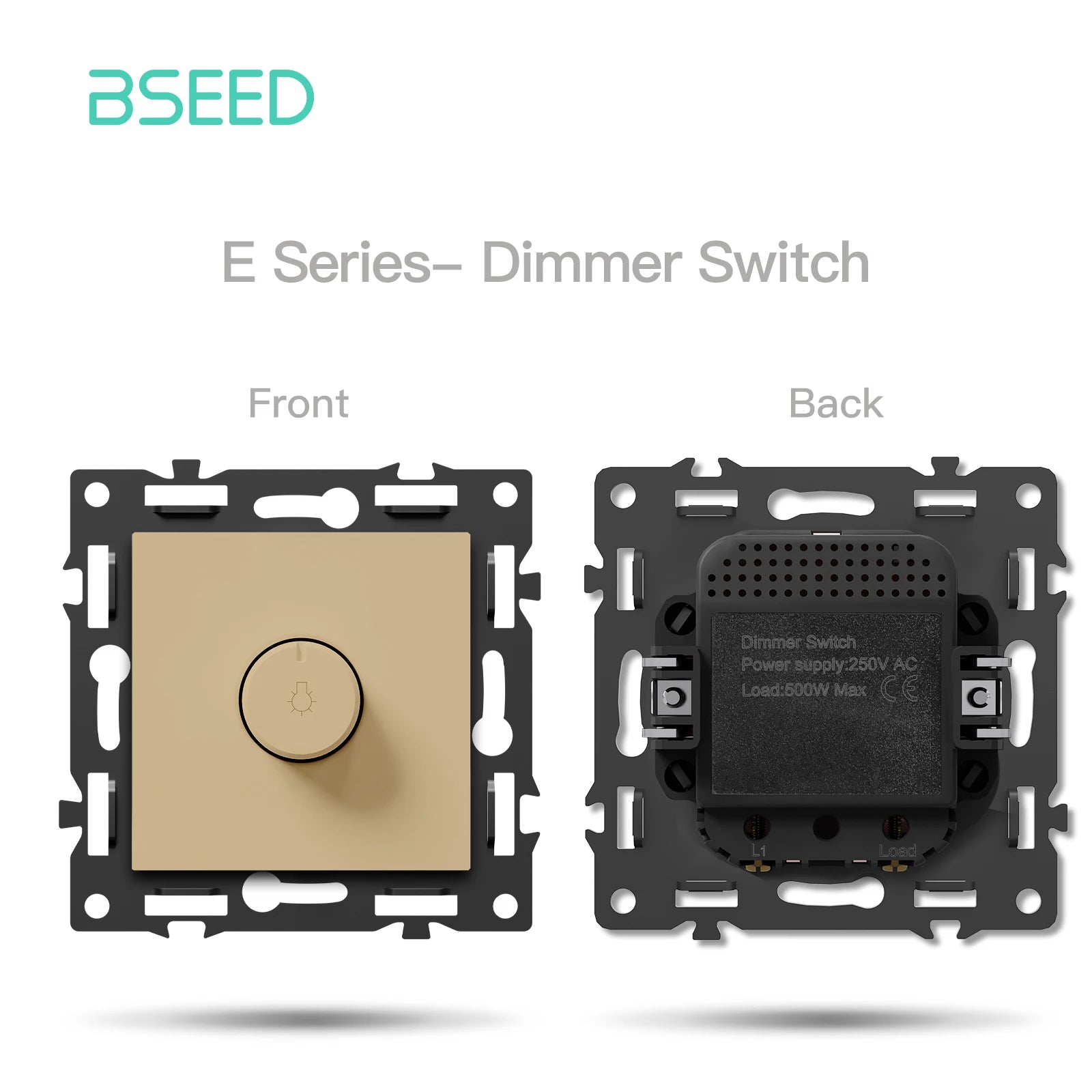 BSEED 1/2Gang-Knopf-Lichtschalter, Funktionsteil, nur Glasrahmen, Lichtschalter, Wand-Netzschalter, DIY-Teile, freie Kombination, 86 mm.