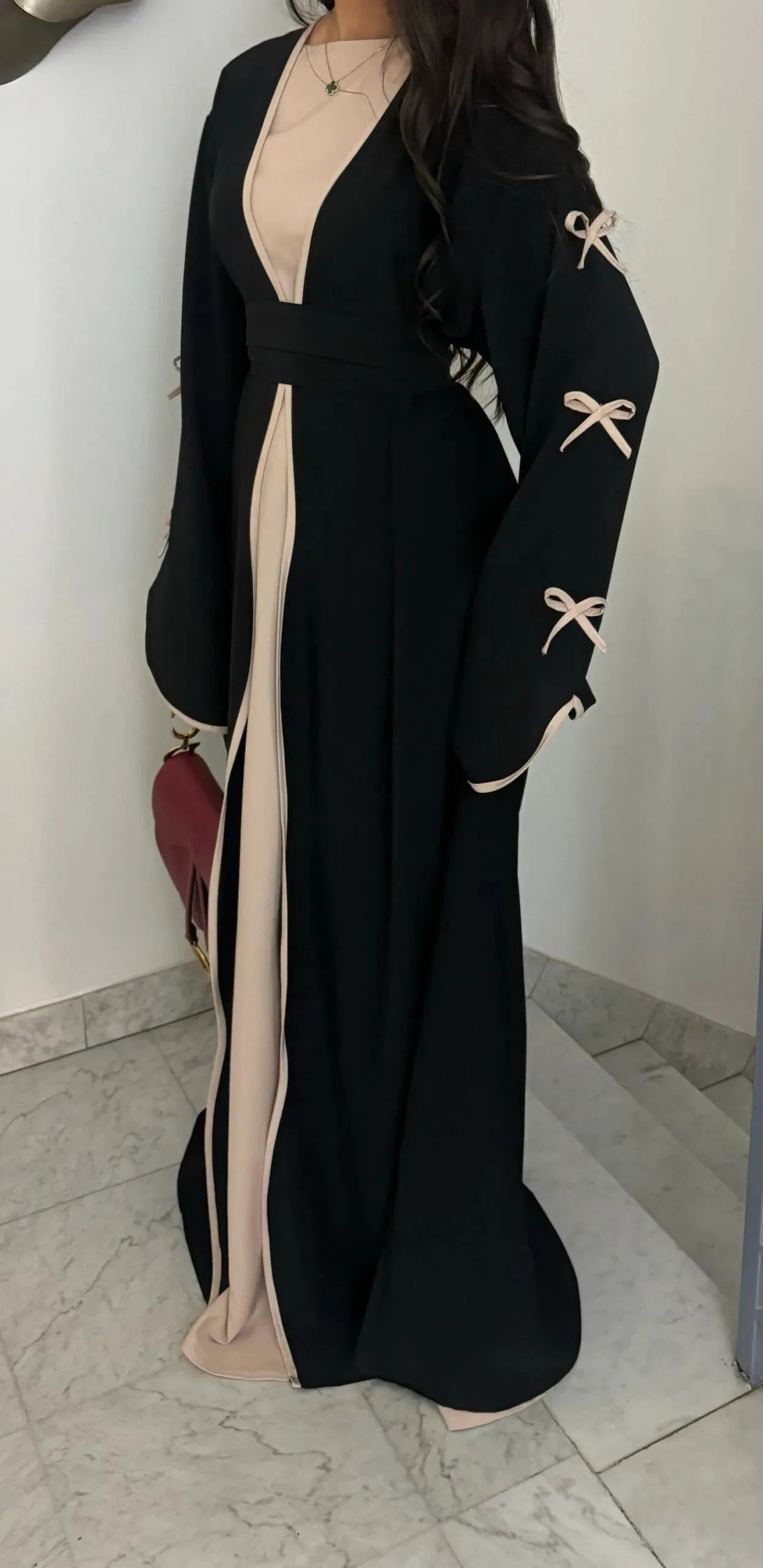 Eid Bow Abaya Women Cardigan Dress Muslim Party Caftan Robe Jalabiya Morocco Dubai Kaftan Islam Vestidos Largos Ramadan 2025.