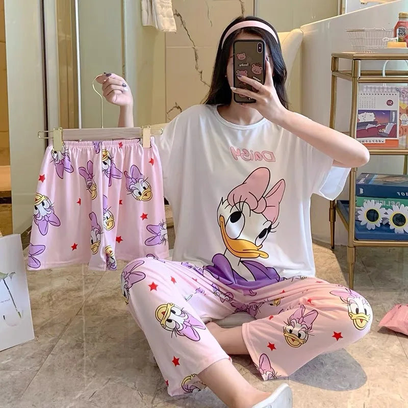 3 Teile/satz Damen Pyjamas Freizeit Sommer Homewear Set süße Pyjamas Minnie Cartoon Pyjama.