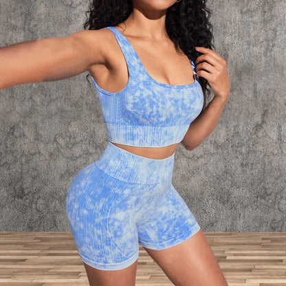 Yoga Sport Outfit For Woman Fitness Women's Two Pieces Short Pant Sets Suits Tracksuit Sportswear Woman Gym Yoga Workout Clothes