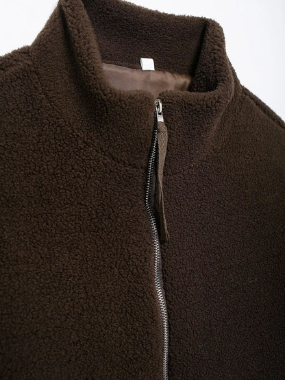 Winter Fleece frauen Mantel Zipper Stehkragen Lose Verdickt Mantel frauen Herbst Warme Neue Casual Trendy frauen Mantel