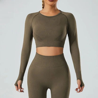 In-stock Women's Yoga Suit Five-piece Set Seamless Fitness Wear For Running Sports Top Leggings From Mainland China