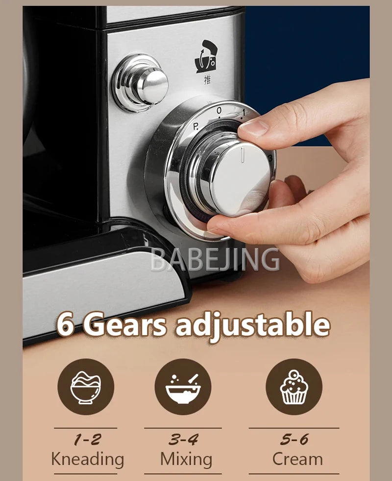 BABEJING New Hot Selling 1200w Kitchen Mixer, Electric Stainless Steel Filling Mixer, Kneading Machine.