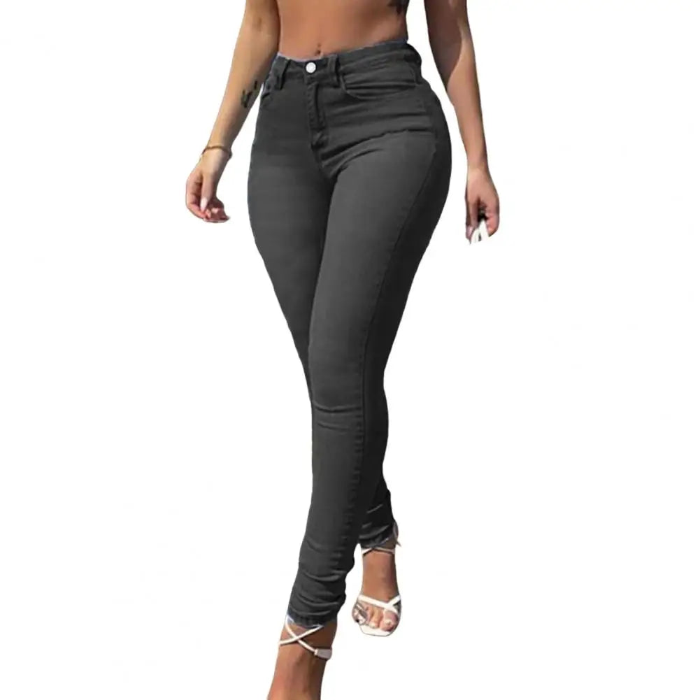 Skinny Pants Long Lasting Slim-fitting Full-Length Leggings Skinny Trousers Mid-Waist Eye-catching Denim Pants for Girl.