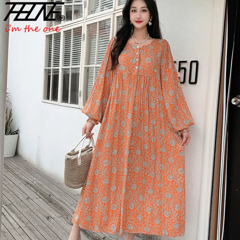 Kleid Frauen Kleidung plus Größe Frühling Sommer böhmischen Strand koreanischen Stil Blumen Vintage Vestidos Robe lose Kleider übergroß.