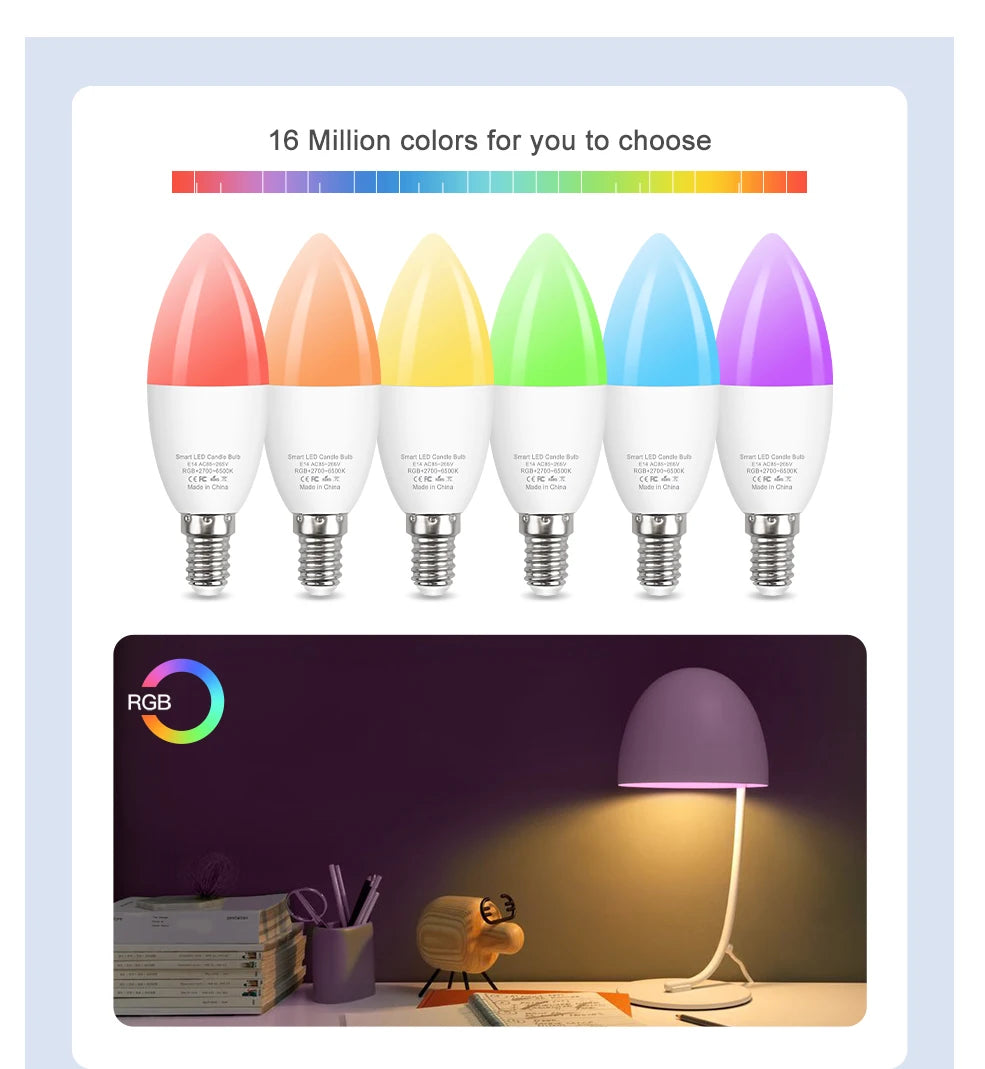 Ewelink E14 Smart Wifi LED-Glühbirne Zigbee RGBCW Kerzenlampe funktioniert mit Alexa Amazon Google Home Yandex Alice Smartthings.