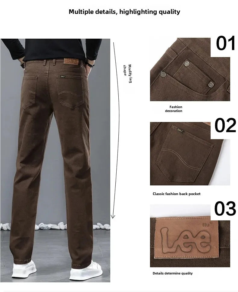 2024 herbst/Winter Neue männer Jeans Business Lose-Fit Gerade Bein Hohe Taille Baumwolle Casual Trendy hosen.