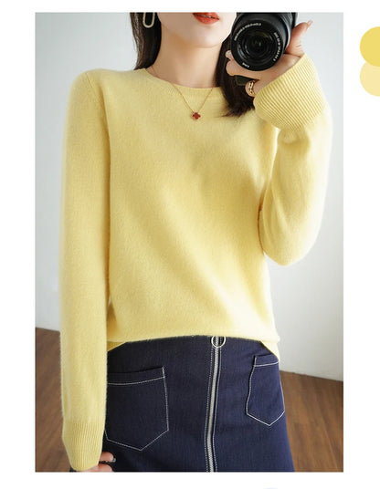 Herbst und Winter Kaschmirpullover Damen Rundhalspullover lässig gestrickt Top Damen kurze Unterwolle Mode 18 Farben.