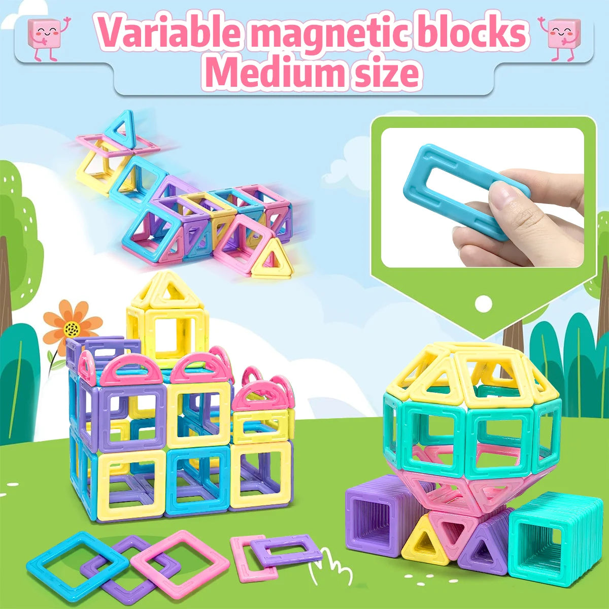 Medium Macaron 3D Magnetic Toys，Building Blocks for Kids,Educational Sensory Building Magneticfor toy,Birthday Gift Stacking toy.