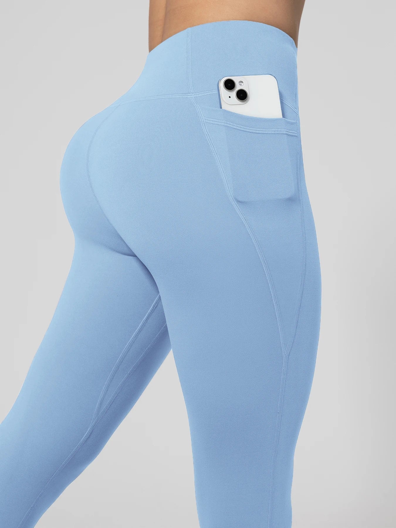 Nahtlose Damen-Leggings mit Taschen, einfarbig, hohe Taille, Po-Lifting-Strumpfhose, schlanke elastische Leggings, Sportbekleidung