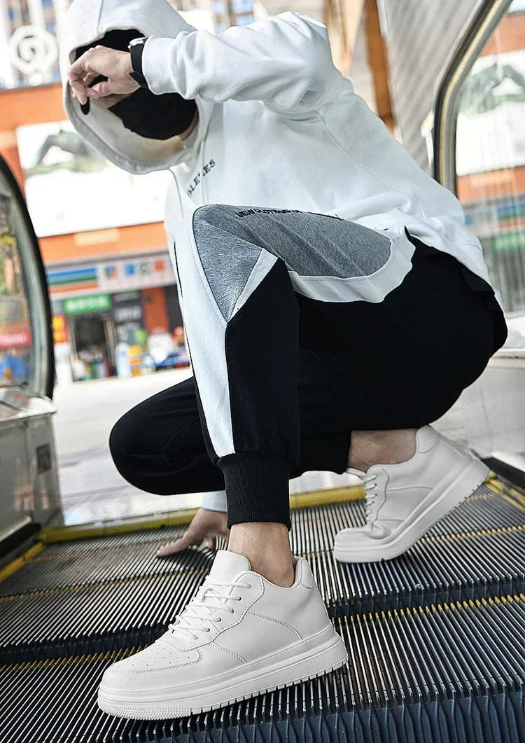 PDEP Neue Höhe Zunehmende Schuhe für Männer 10 cm Unsichtbare Aufzug Turnschuhe Weiß Leder Sport Zapatillas De Hombre Große Größe 46.