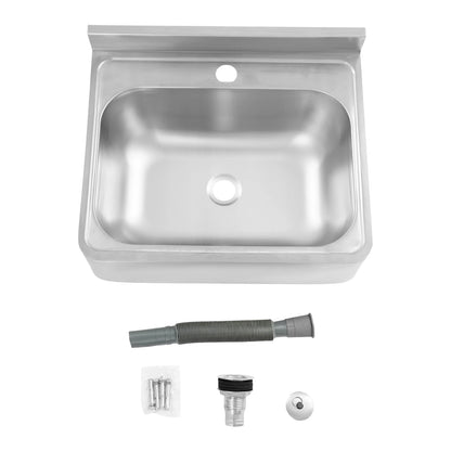Wandwaschbecken, Waschbecken aus Edelstahl 304, Badezimmerwaschbecken, für Wohnmobile, Bars, Hotels, Cafés, Badezimmer, 43 x 29 x 13 cm (ohne Wasserhahn)