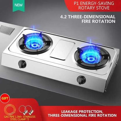 Gas Stove, Double Stove, Desktop, Sudden Fire Extinguishing Protection, Household Liquefied Gas, Natural Gas Gas Stove.