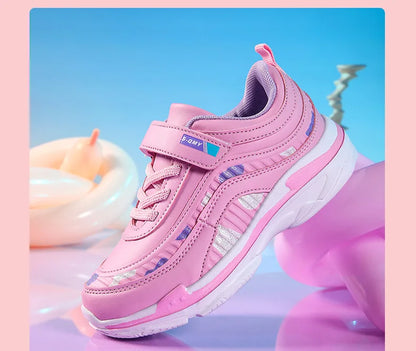 Girls Sport Shoes Waterproof Running Kids Sneakers Casual Leather Pink Breathable Fashion Antislip Lightweight Children Shoes