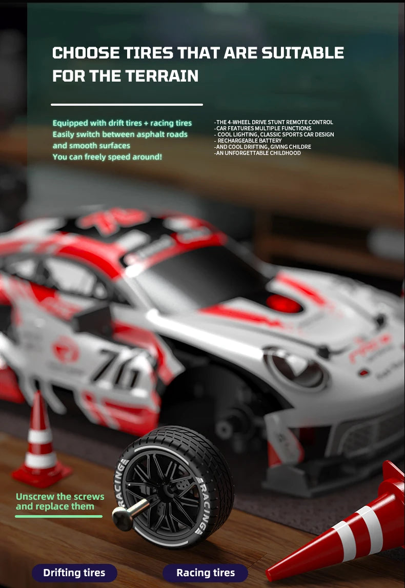 RC Car 4WD 1/24 Remote Control Cars 2.4G Radio High Speed Drift Racing High Speed Truck RTR Vehicle Toy Gift for Kids Children.