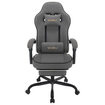 WOLTU Drehbarer Gamer-Stuhl, Gaming-Stuhl, ergonomischer Büro-Computerstuhl mit Lendenkissen, Fußstütze