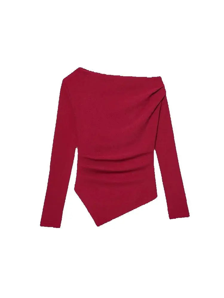 Asymmetric Short Top Woman Long SleevesTops Women Elastic Corset Top Female Streetwear Casual T-shirts Tops.