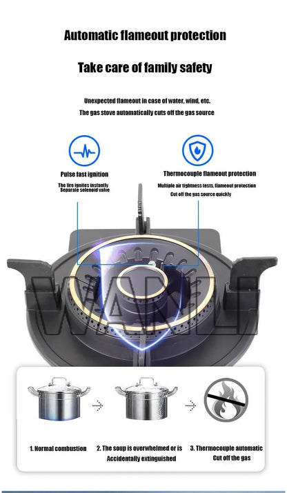 419H Embedded Stainless Steel Gas Stove/  4.8Kw High Firepower Household Stove/Reversible Double Stove Magic Dish Stove.