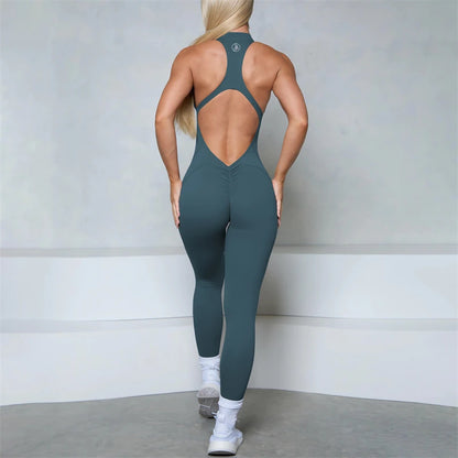 2025 Allure The Brand Zipper Women Tracksuit Yoga Set One Piece Jumpsuit Workout Scrunch Legging Rompers Sport Gym Active Suit.