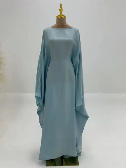 Ramadan Eid Satin Batwing Butterfly Abaya Dubai Luxury 2024 Muslim Maxi Kaftan Dress Abayas For Women Kebaya Robe Femme Vestidos