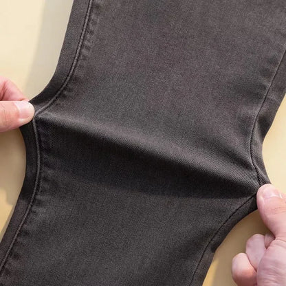 Black High-waisted Elastic Slimming Jeans For Women Micro Flared Straight Leg Loose Fit Wide Leg Fringebell Bottom Pants Trendy.