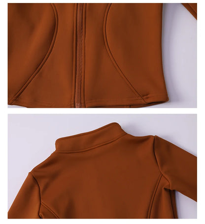 Damen Winter-Fleece-Yoga-Jacke mit durchgehendem Reißverschluss, langen Ärmeln, Workout, Activewear, Sport-Fleece-Yoga-Jacke mit Daumenloch