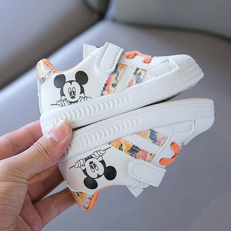 Disney White Casual Shoes For Baby Boy Girl Brand Children Sneaker Mickey Mouse Kids Sports Shoes Toddler Walking Shoes Size 25.