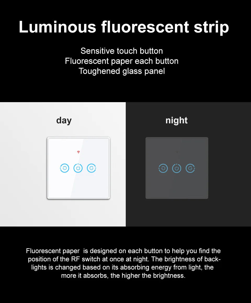 1/2/3 Gang RF433Mhz Wireless Touch Schalter RF Sender Push Button Fernbedienung für Home Led-leuchten Glas panel Wand Schalter.