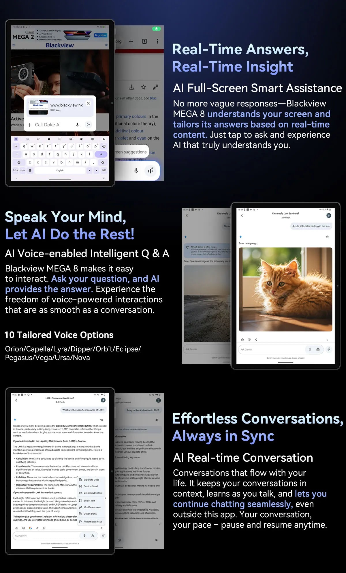 Blackview MEGA 8 Tablet 13‘’ 2K FHD Display, Octa Core T620 Android 15, 12GB RAM, 512GB ROM, 50MP + 13MP Camera, 11000 mAh.
