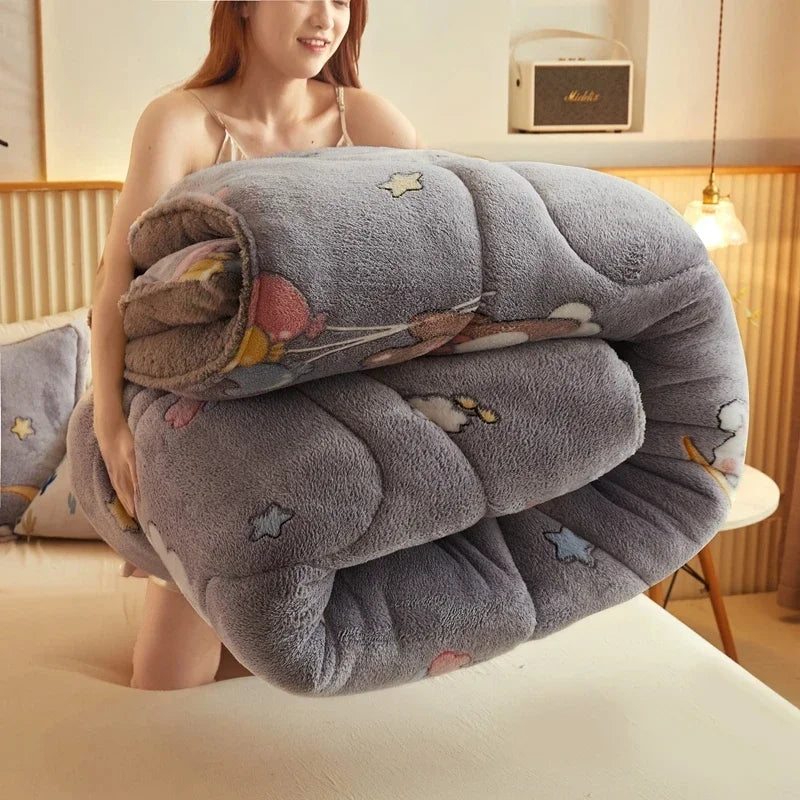 Winter Thicken Blanket Quilt Lamb Wool Double Layer Thick Warm Blanket 150/180/200 Comforter Throw Blankets for Beds Bedding 이불