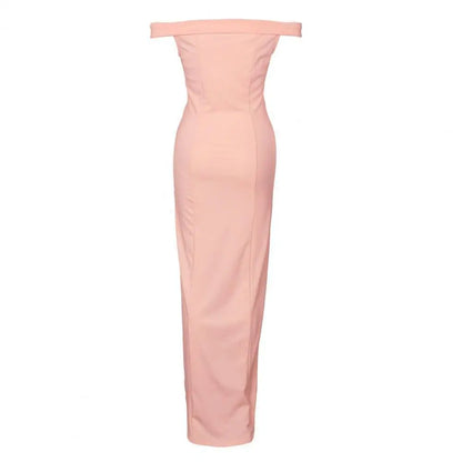 Trägerloses, schulterfreies Damenkleid, Abendkleid, tief ausgeschnittenes, ärmelloses, schmal geschnittenes Boycon-Kleid mit geteiltem Saum, Bankett-Party-Maxikleid.