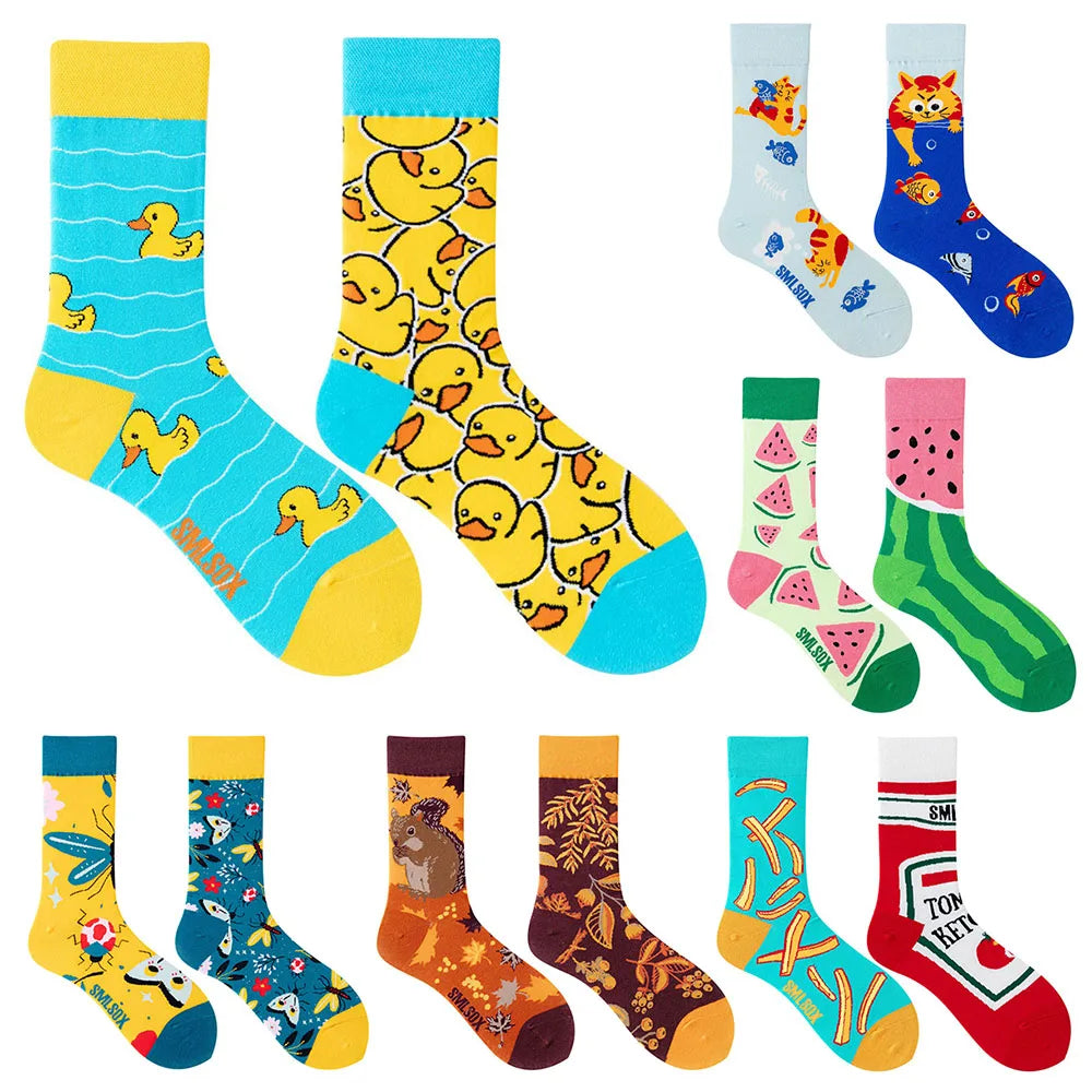 1 Pair Man Women Sock Original AB Tide Socks Colorful Cat Dog Koala Cow Cotton Socks Four Seasons Unisex Medium tube Socks Gift.