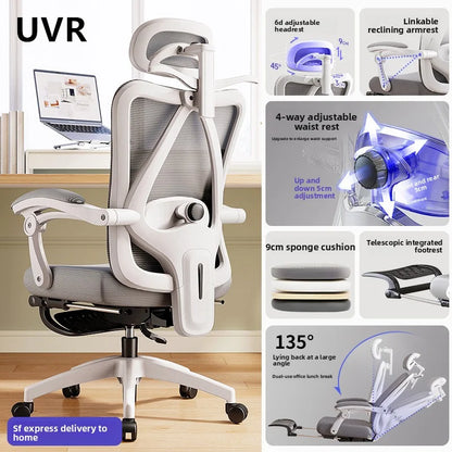 UVR Gaming-Computerstuhl, ergonomisches Design, Sessel, bequemer Mesh-Personenstuhl, Feldverstellbarer Drehstuhl, Bürostuhl