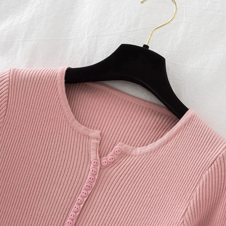 2026 weibliche Casual Tops Pullover Frauen Herbst Winter Gestrickte Dünne Pullover Feste Taste Volle Hülse V-ausschnitt Pullover