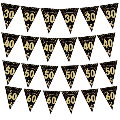 30 40 50 60 Jahre alles Gute zum Geburtstag Papier Banner Geburtstag Party Dekorationen Erwachsene Girlande Geburtstag Anniversaire 30/40 Jahre schwarze Flaggen.