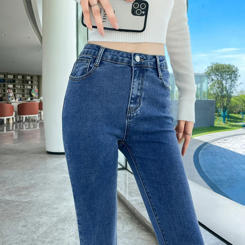 Y2k Women's Jeans Elastic Slim Fashion Pencil Pants Streetwear Jean Female Clothing Vintage Skinny Jeans Stretch Denim Trousers.